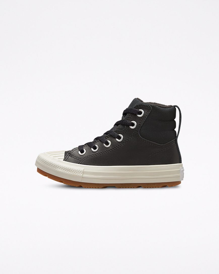 Boys' Converse Leather Chuck Taylor All Star Berkshire Boot Color High Top Shoes Black | AU 0349CY